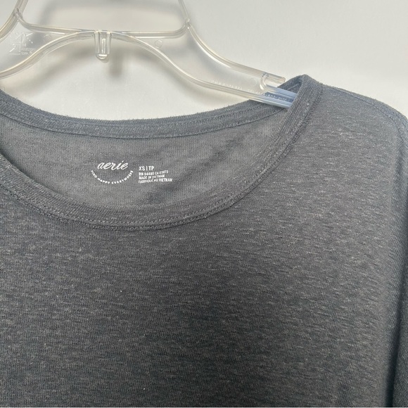 Aerie Charcoal Deep Blue Linen Blend Crewneck Tee - Picture 3 of 4